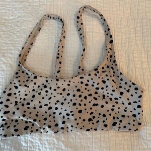 Vuori Black and Cream Spotted Sports Bra
